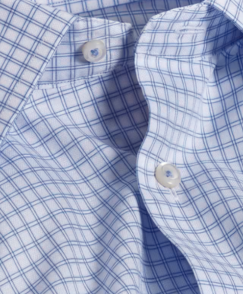 White & Blue Dobby Check Dress Shirt
