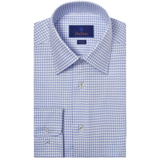 Blue & Sky Textured Check Dress Shirt