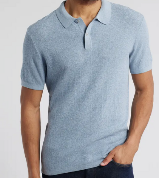 Neo Short Sleeve Sweater Polo (Dusty Blue)