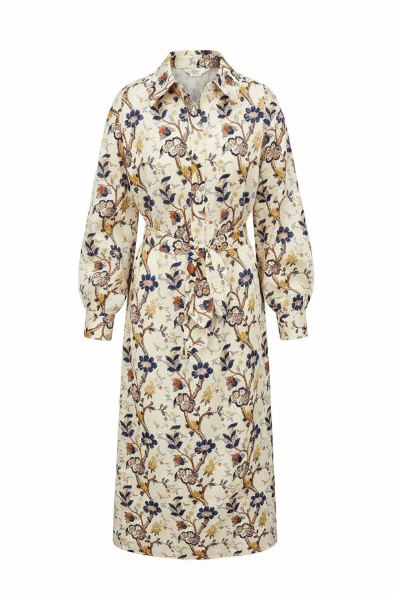 DROP SHOULDER DRESS IVORY CHINTZ