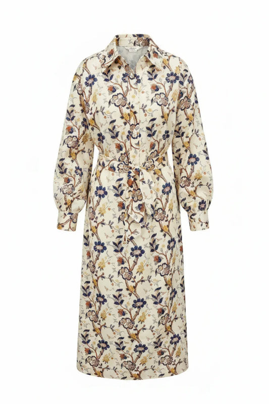 DROP SHOULDER DRESS IVORY CHINTZ