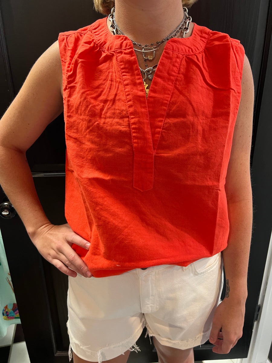 SLEEVELESS BEAU LINEN SHIRT