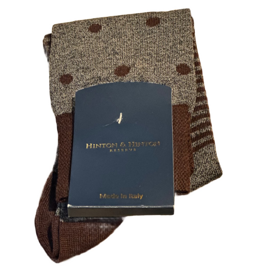 Polka Stripe Socks (Grey/Brown)