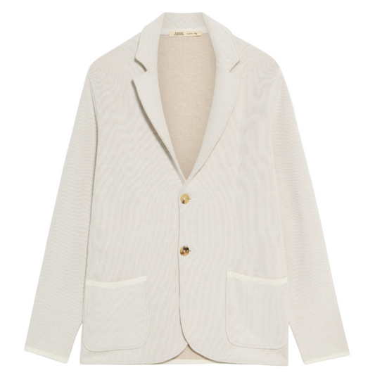 2 Button Cotton & Silk Piquet Swacket (White)