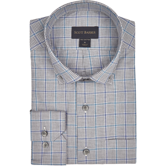 Organic Check Cotton Button Down (Blue)