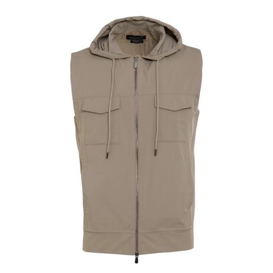 Luchiano Visconti Hooded Vest (Beige)