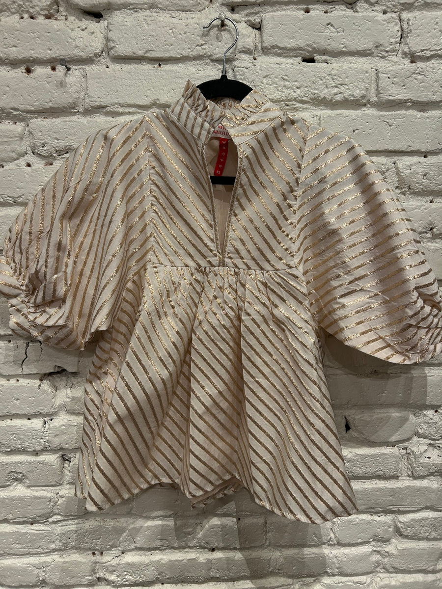 HIGH NECK TOP IVORY STRIPE