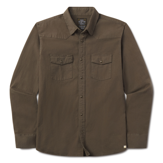 Heritage Ivy Green Denim Pearl Snap Long Sleeve Shirt