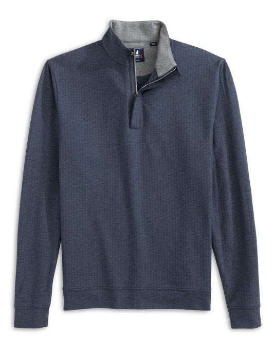 Rubin Herringbone Cashmere Blend 1/4 Zip Pullover (Navy)