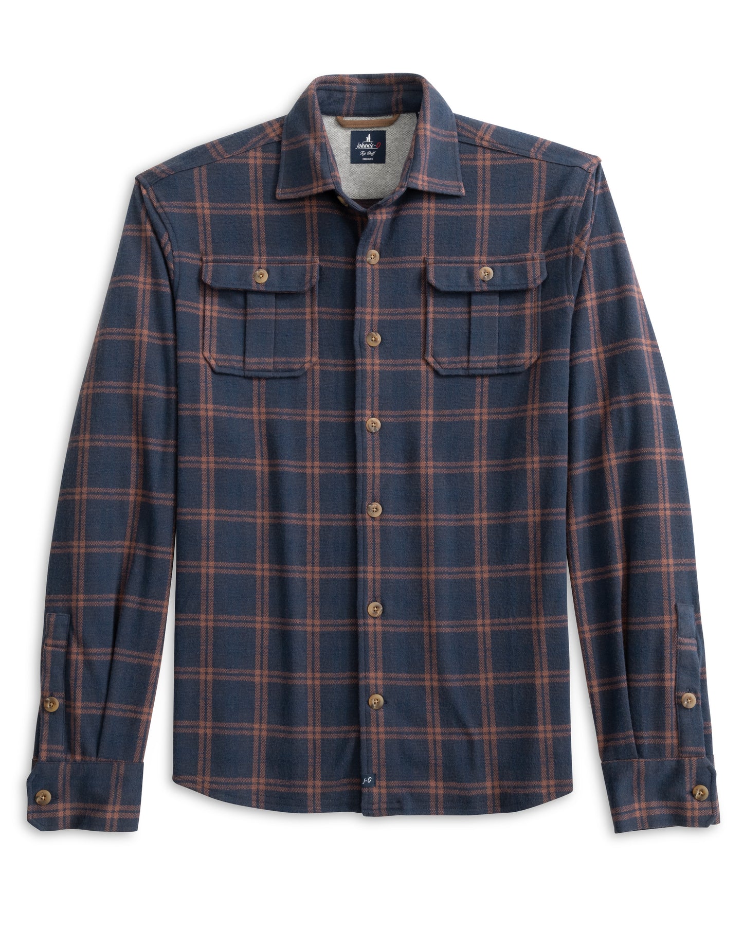 Judah Stretch Knit Flannel Lodge Shirt (Coffee)