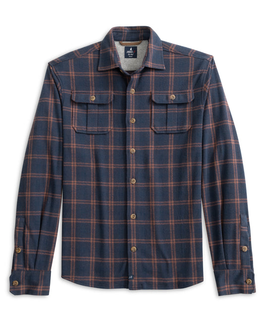 Judah Stretch Knit Flannel Lodge Shirt (Coffee)