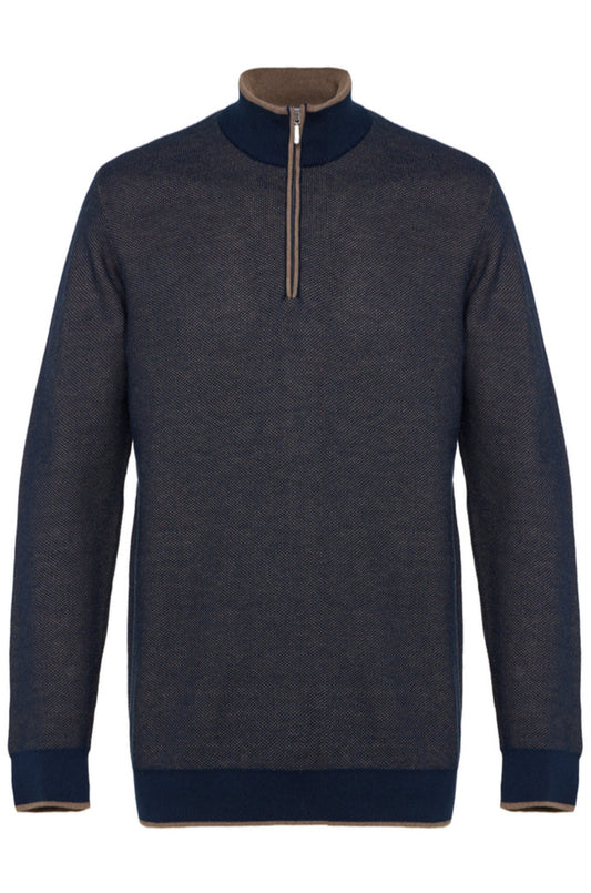 Two Tone Waffle Quarter Zip (Navy)