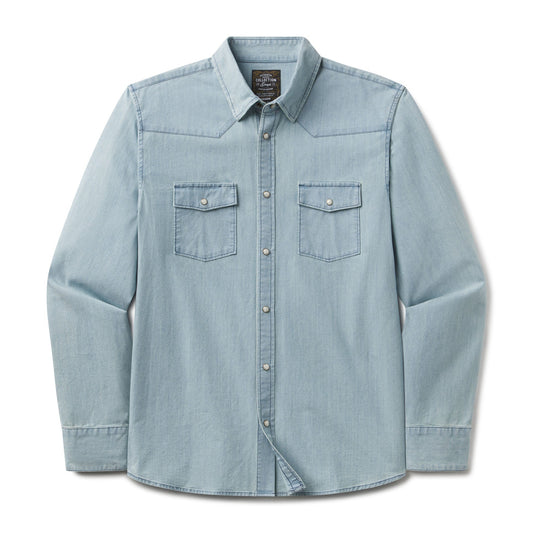 Heritage Lightwash Denim Pearl Snap Long Sleeve Shirt