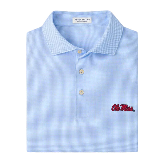 Ole Miss Border Performance Jersey Polo (Cottage Blue)