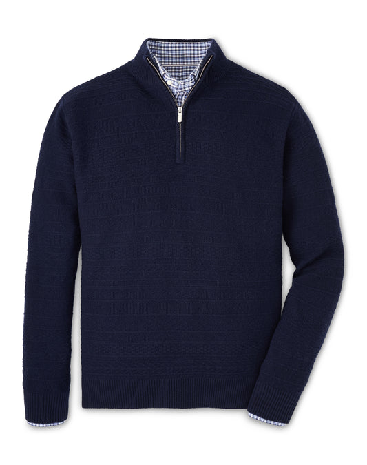 Crescent Texture Quarter-Zip Sweater (Navy)
