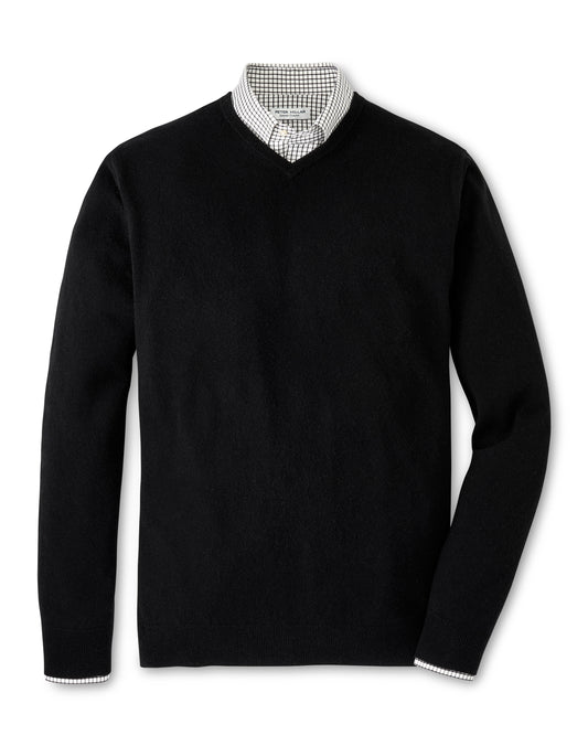 Crown Heritage Cashmere V-Neck Sweater (Black)