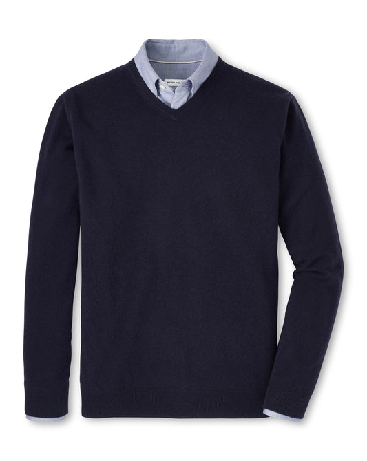 Crown Heritage Cashmere V-Neck Sweater (Navy)