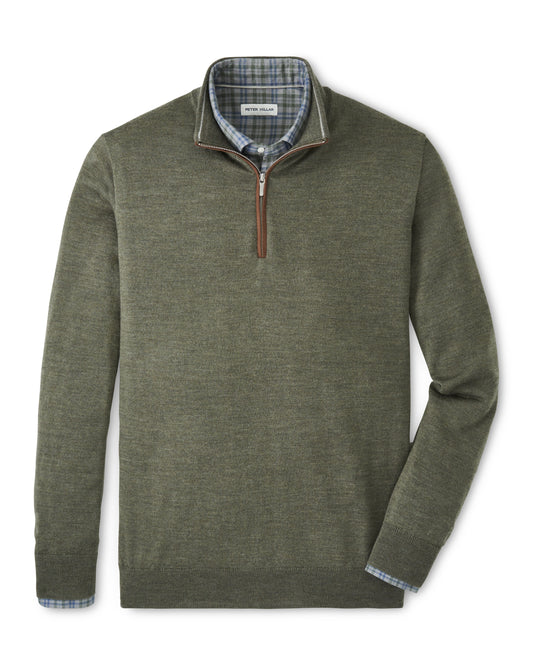 Autumn Crest Suede Trim Quarter-Zip (Basil)