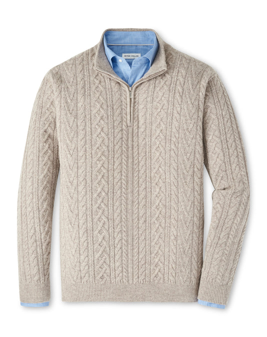 Crescent Ridge Cable Quarter Zip Sweater (Light Elm)