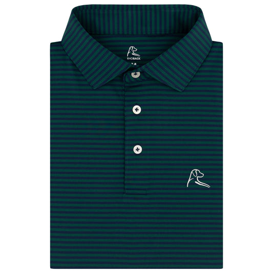 The Birdie Stripe Performance Polo (Fairway Green/Fleet Navy)