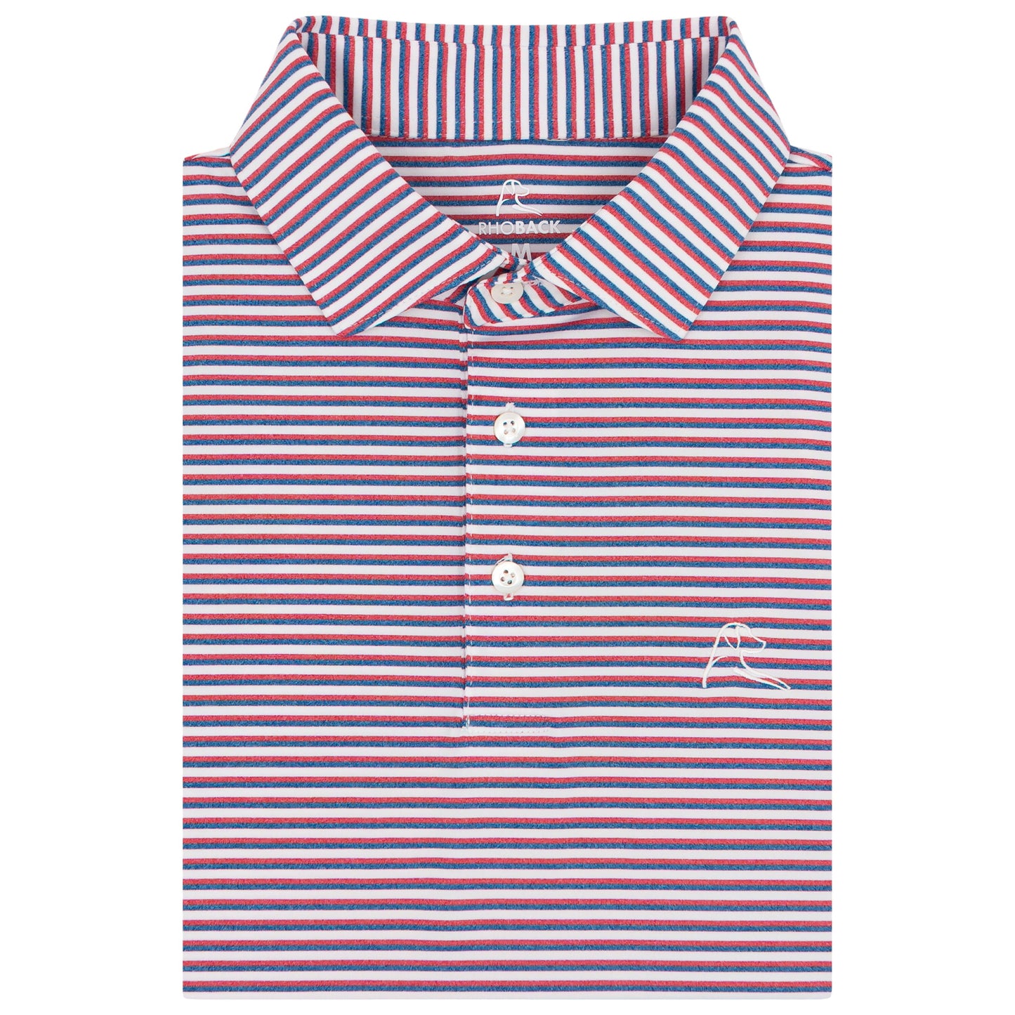 The Spacious Skies Heather Stripe Performance Polo (Classic Red/Ocean Blue/White)