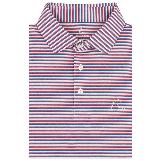 The Spacious Skies Heather Stripe Performance Polo (Classic Red/Ocean Blue/White)