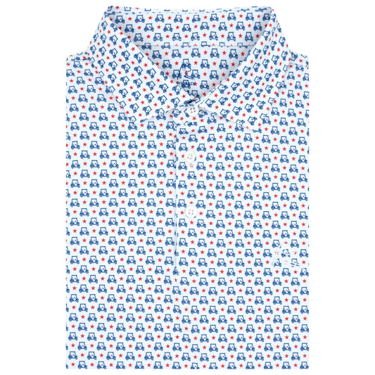 The Stars & Carts Performance Polo (White/Short Stop Blue - USA)
