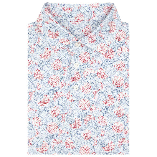 The Burst Performance Polo (White/Caicos Blue)