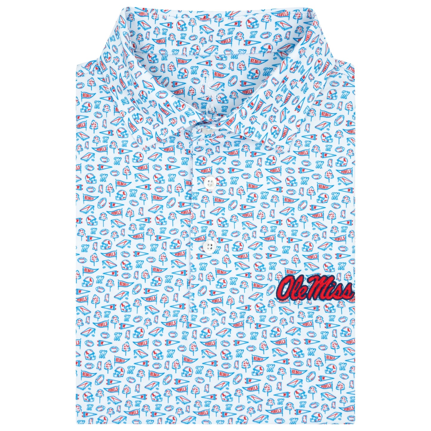 The Ole Miss Gameday 2.0 Polo (White/Birdie Blue)