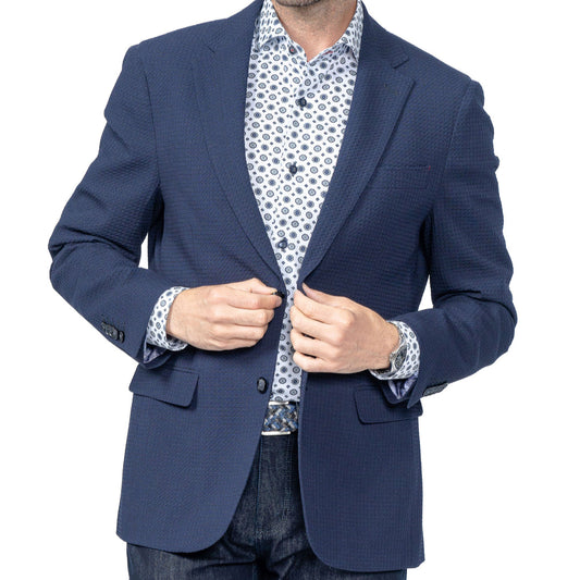 Milano Navy Waffle Weave Stretch Blazer