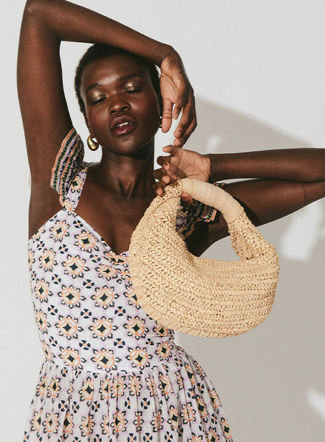 NALINI RAFFIA HOBO HANDBAG