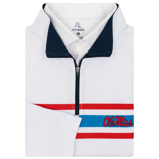 Ole Miss Helmet Stripe Collegiate Q-Zip (White/Classic Blue)