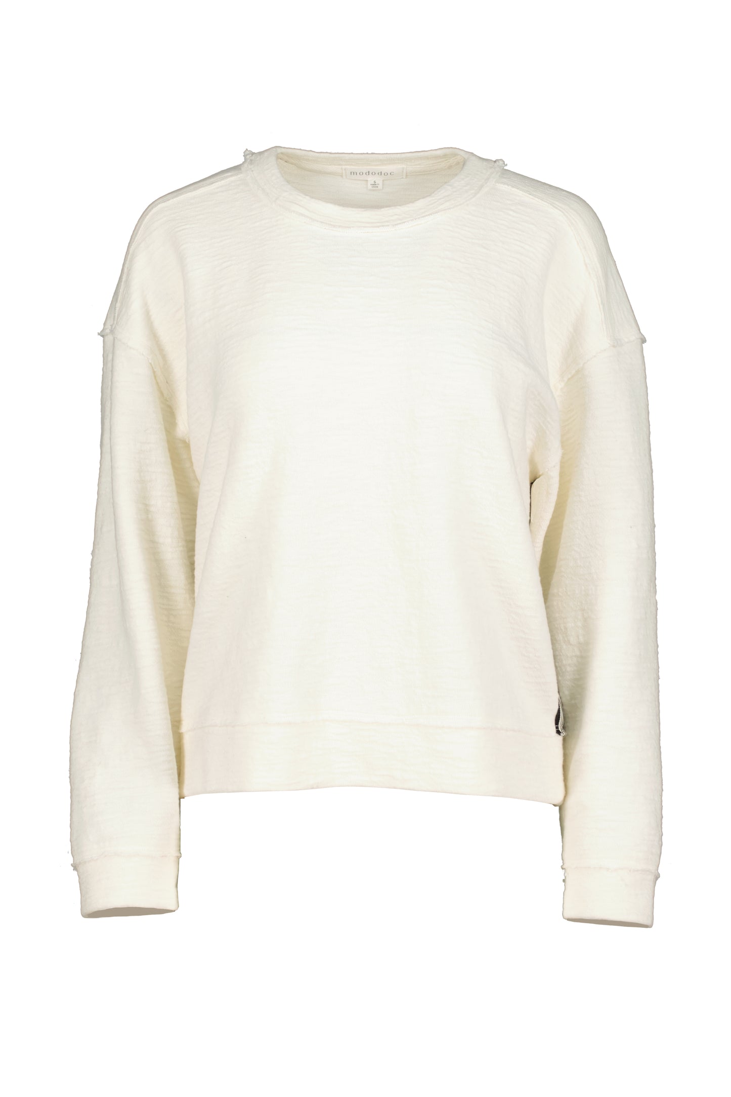 L/S BOXY CREW TOP W/ SIDE TRIM