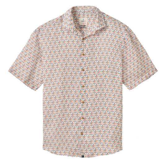 Short Sleeve Hangin' Out Linen Button Down Shirt - 5 O'Clock Somewhere (White)