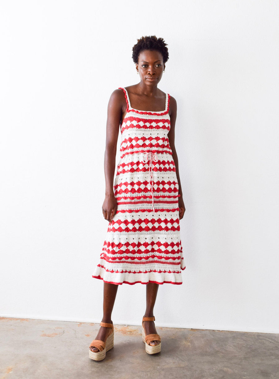 CROCHET DRESS RED WHITE