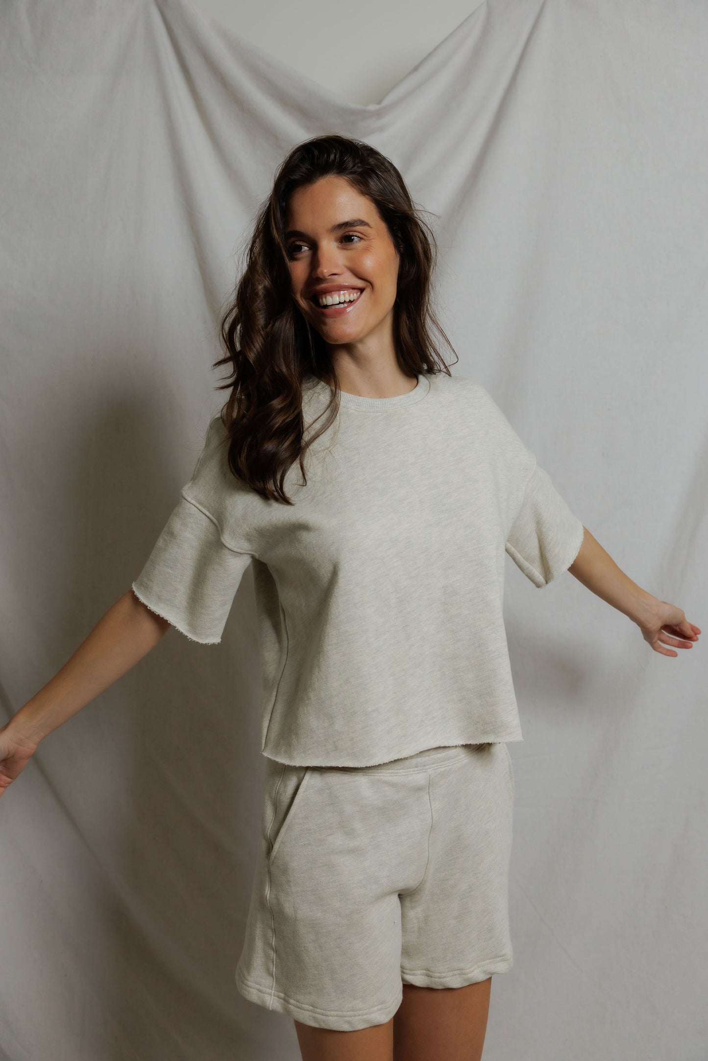 T323-Ezra - dry french terry short sleeve sweatshirt 