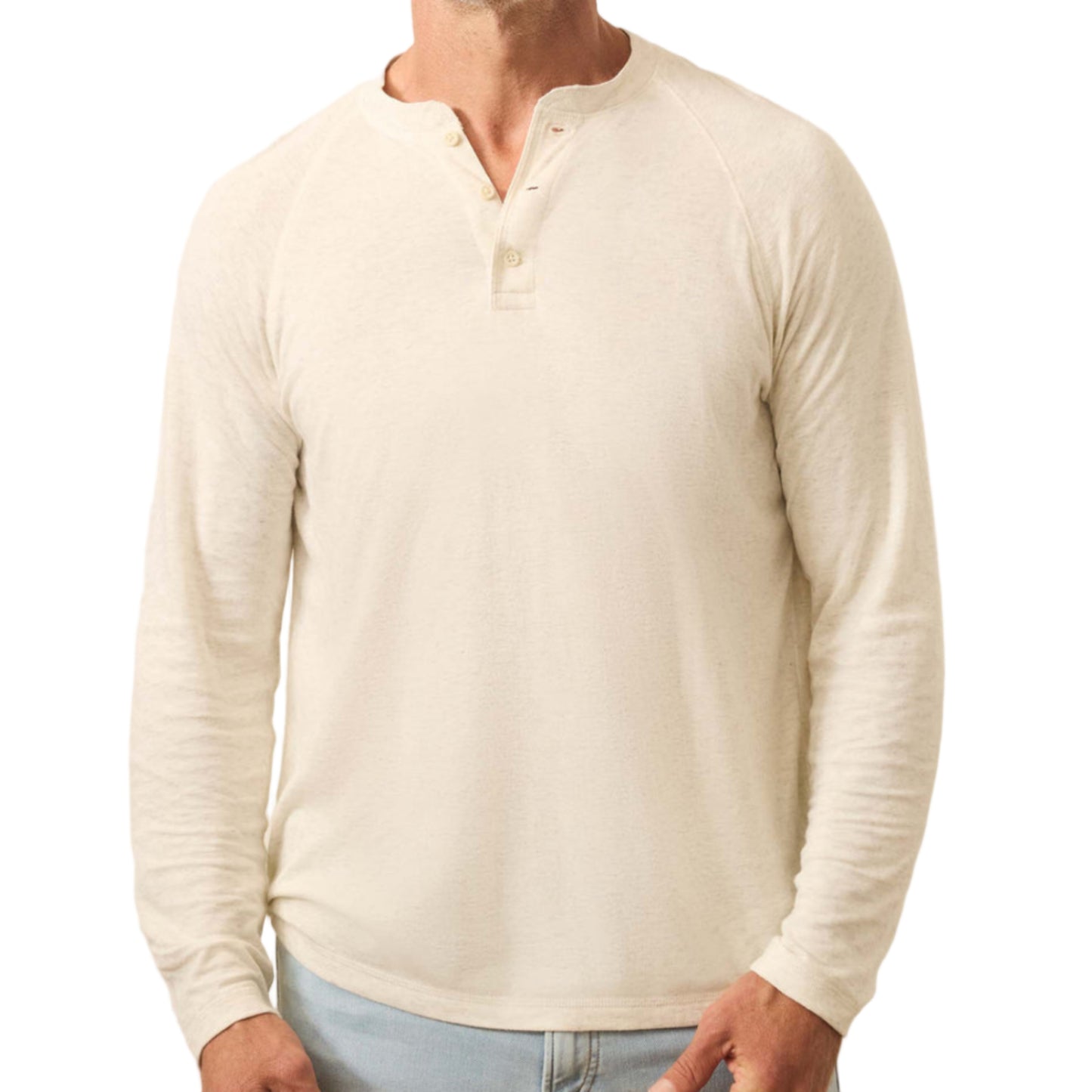 Long-Sleeve Cloud Henley (Ivory Heather)
