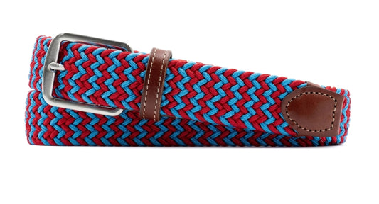 Collegiate Newport Woven Italian Rayon Elastic Belt (Red/Powder Blue)