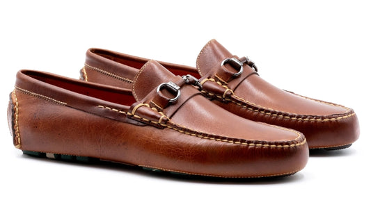 Monte Carlo Saddle Leather Horse Bit Driving Loafers (Cigar)
