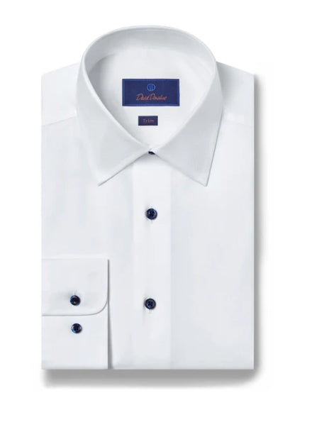 Super Fine Twill Dress Shirt (White/Blue)