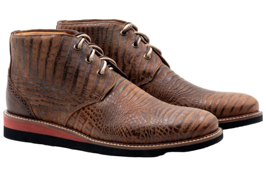 Blue Ridge Crocodile Grain Chukka Boots (Burnt Pecan)