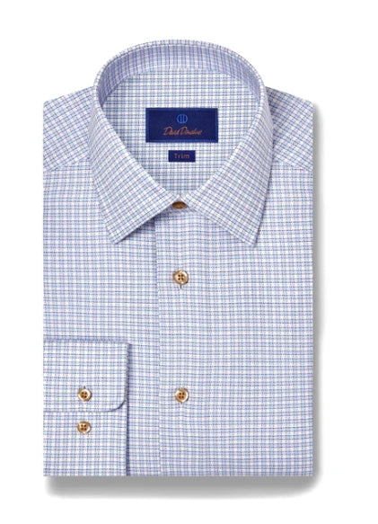 Sky & Chocolate Textured Check Dress Shirt