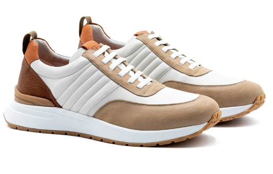 Dawson Glove Leather Sneakers (White/Sand)