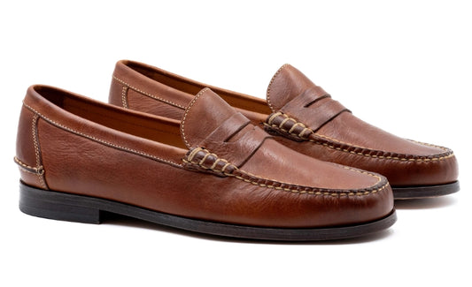 All American Saddle Leather Penny Loafers (Chestnut)