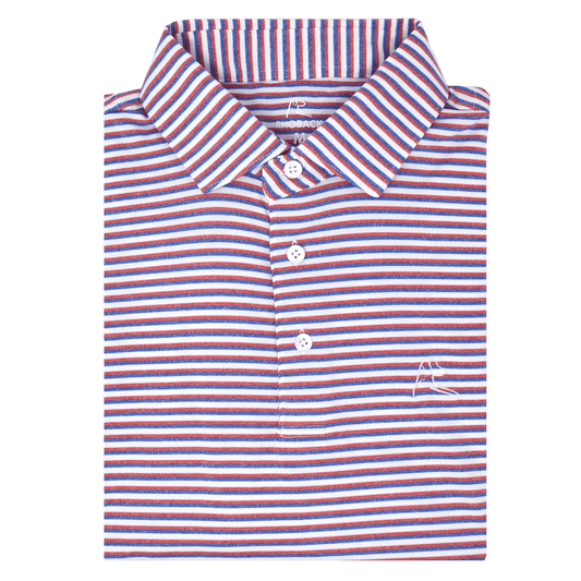 The Spacious Skies Heather Stripe Polo (Classic Red/Ocean Blue/White)