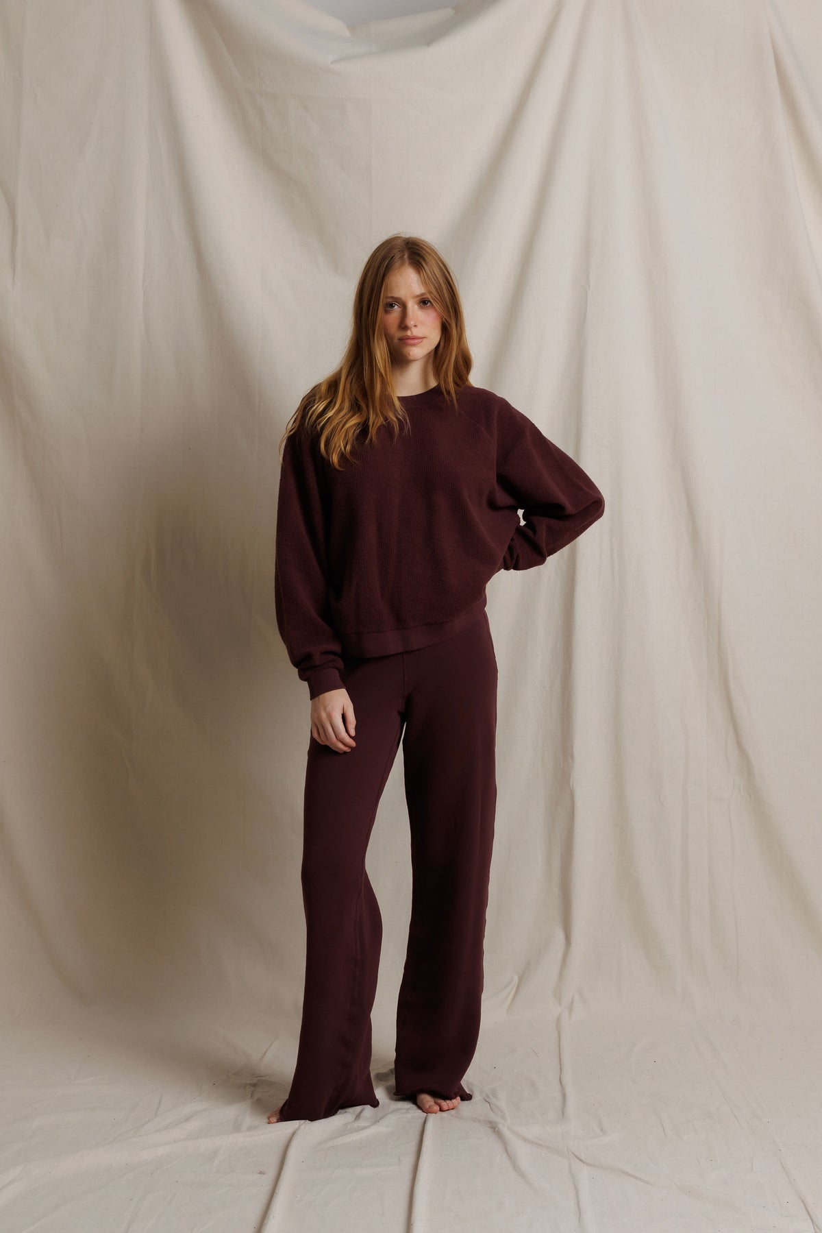 T394-oversized ziggy - inside out fleece long sleeve shrunken crewneck sweatshirt - FA26