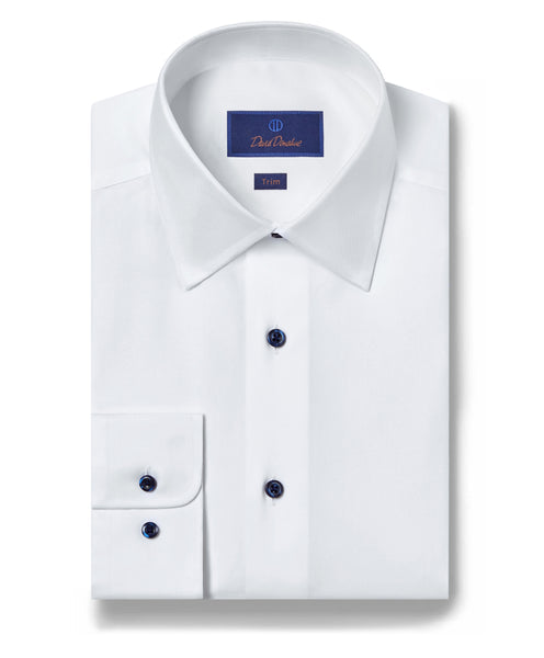 Super Fine Twill Dress Shirt (White/Blue)