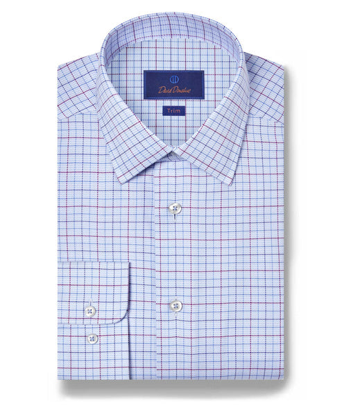 Sky & Merlot Twill Check Dress Shirt