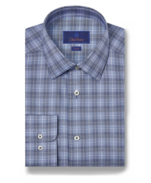 Blue & Navy Dobby Check Dress Shirt