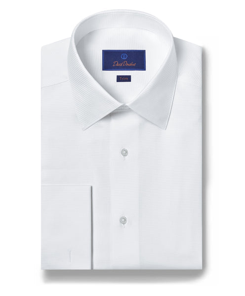 Horizontal Rib French Cuff Formal Shirt (White)